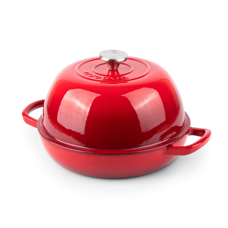 Red Enamelled Cast Iron Dutch Oven Bread Pot - 5.6 Lite - 26cm, by Nuovva