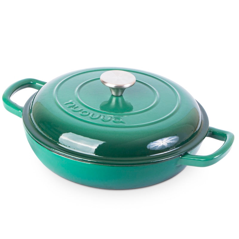 Shallow Cast Iron Dutch Oven Casserole Pot (Multiple Colours & Sizes) by Nuovva