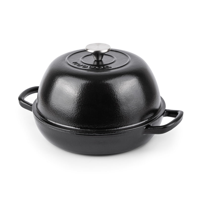 Black Enamelled Cast Iron Dutch Oven Bread Pot - 5.6 Lite - 26cm, by Nuovva