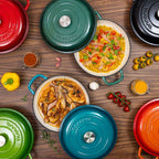 Shallow Cast Iron Dutch Oven Casserole Pot (Multiple Colours & Sizes) by Nuovva