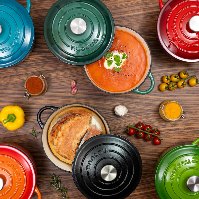 Shallow Cast Iron Dutch Oven Casserole Pot (Multiple Colours & Sizes) by Nuovva