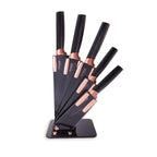 Copper Sharp Kitchen Knife Set With Acrylic Block - 6 piece, by Nuovva