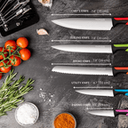 Sharp Kitchen Knife Set With Acrylic Block, 6 piece (Multiple Colours), by Nuovva