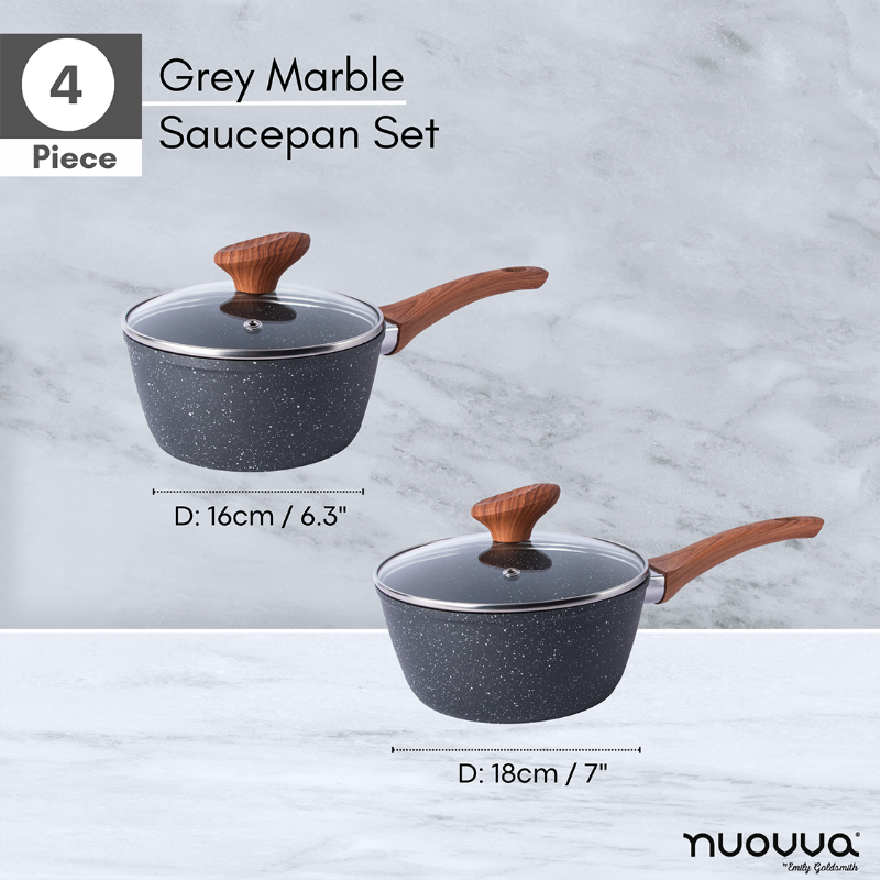 Non-Stick Saucepan with Lid (Multiple Sizes & Multiple Colours) by Nuovva