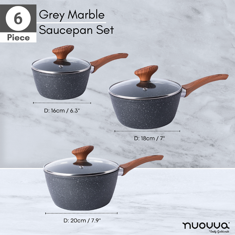 Non-Stick Saucepan with Lid (Multiple Sizes & Multiple Colours) by Nuovva