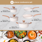 Cream Kitchen Cookware Set of 35, 15, 8, 5pcs with Lids (Multiple Set Sizes)