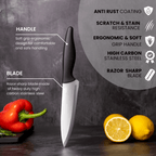 Black Kitchen Knife Set, Stainless Steel Non-Stick Blades - 3 pieces, by Nuovva
