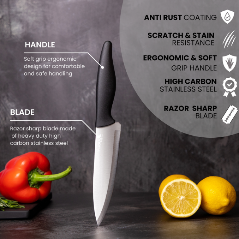 Kitchen Knife Set, Stainless Steel Non-Stick Blades - 3 pieces (Multiple Colours), by Nuovva