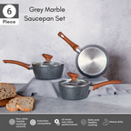 Marble Granite Non-Stick Saucepan with Lid (Multiple Set Sizes) by Nuovva