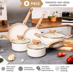 Cream Kitchen Cookware Set of 35, 15, 8, 5pcs with Lids (Multiple Set Sizes)