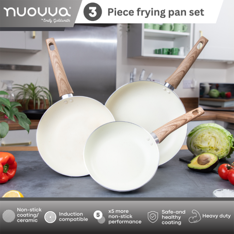 Frying Pan Set 3Pcs - 20cm, 24cm, 28cm (Multiple Colours)