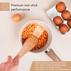 Cream Granite Non-Stick Saucepan with Lid - 18cm, by Nuovva