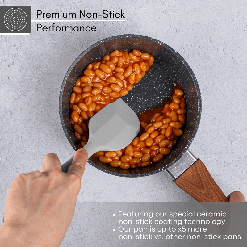 Non-Stick Saucepan with Lid - 18cm (Multiple Colours) by Nuovva