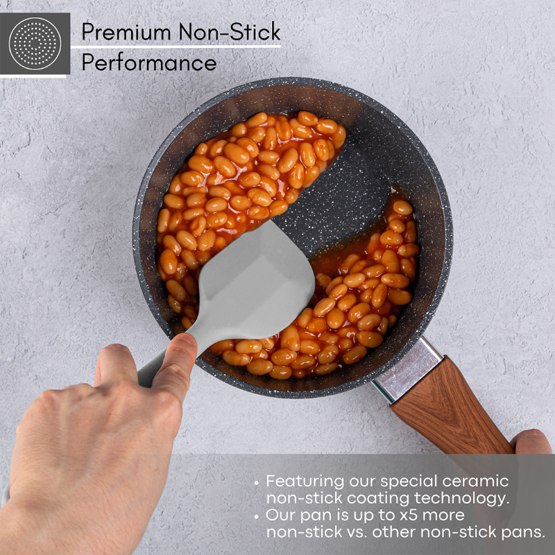 Marble Granite Non-Stick Saucepan with Lid (Multiple Set Sizes) by Nuovva