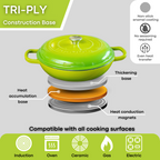 Light Green Shallow Cast Iron Dutch Oven Casserole Pot - 3.9L - 30cm by Nuovva