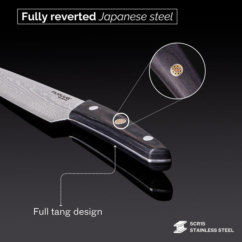 Japanese Steel 67-Layer Damascus Style Slicing Knife with Pakkawood Handle, by Nuovva