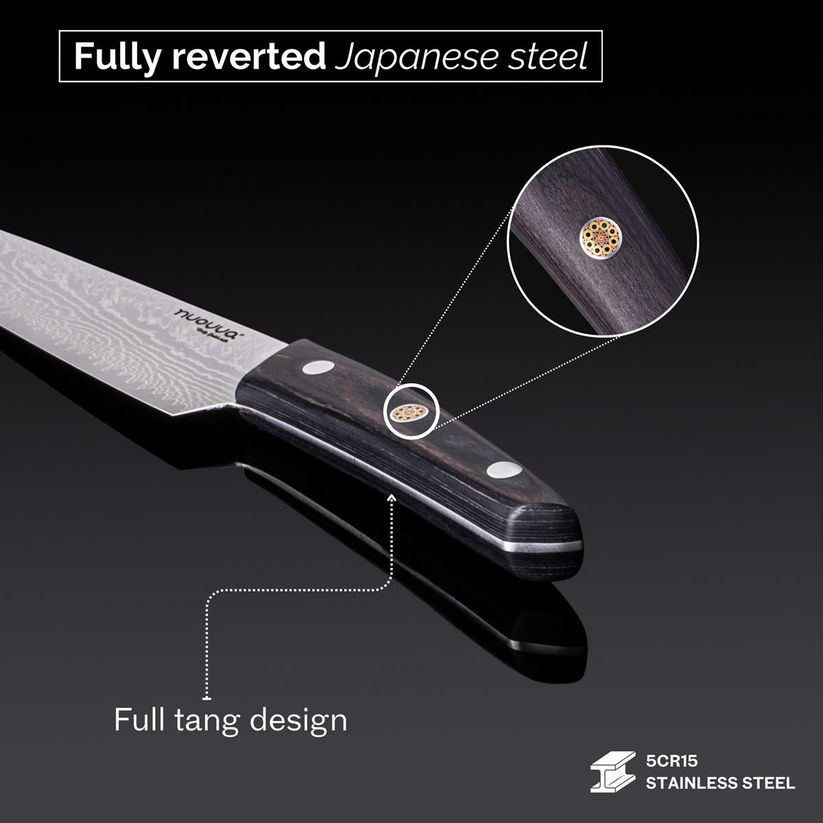 Japanese Steel 67-Layer Damascus Style Slicing Knife with Pakkawood Handle, by Nuovva