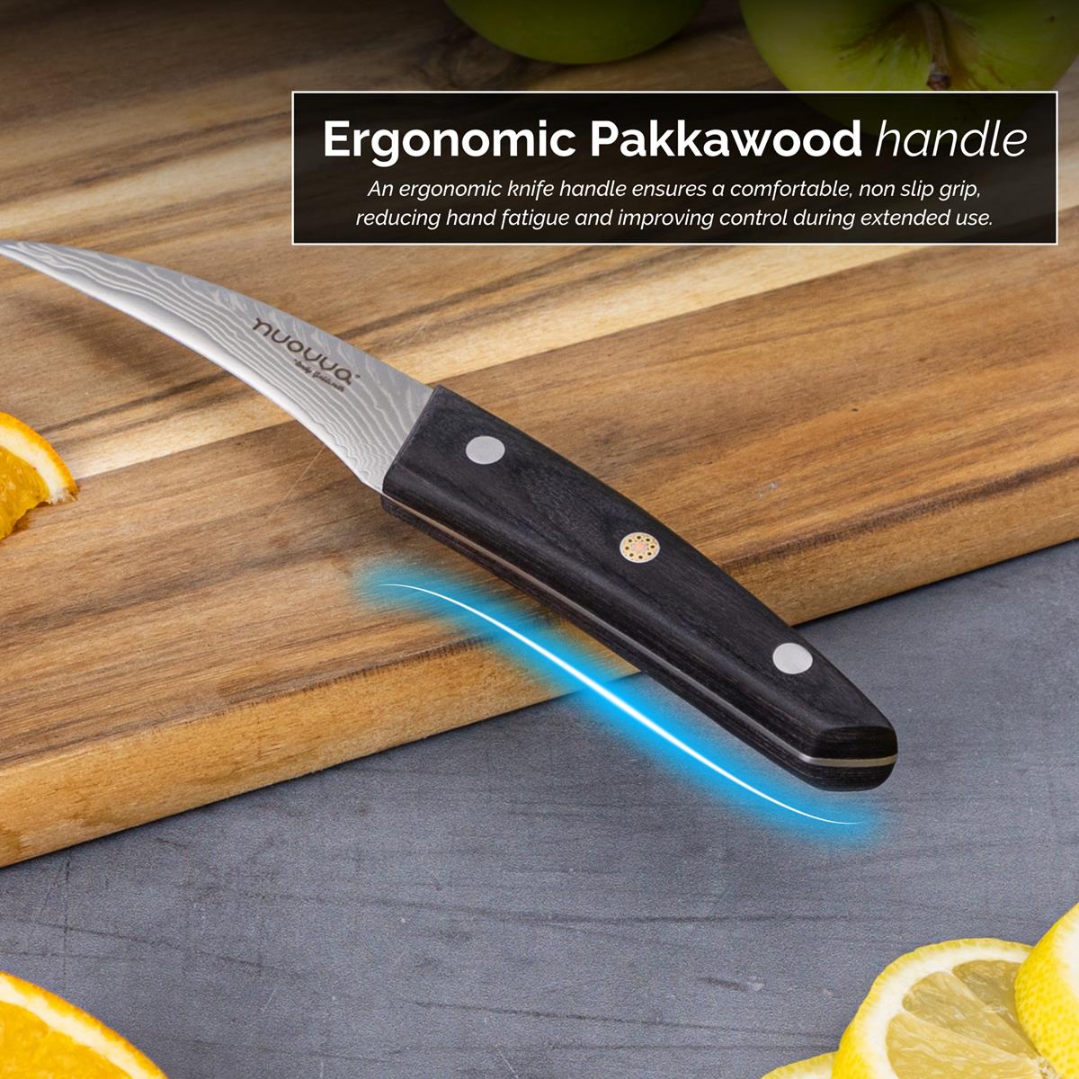 Japanese Steel Damascus Style Kitchen Knives with Pakkawood Handles - Multiple Variants, by Nuovva