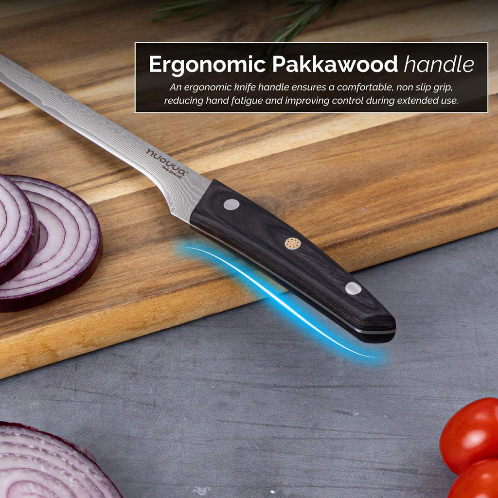 Japanese Steel Damascus Style Kitchen Knives with Pakkawood Handles - Multiple Variants, by Nuovva