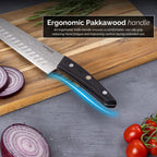 Japanese Steel Damascus Style Kitchen Knives with Pakkawood Handles - Multiple Variants, by Nuovva