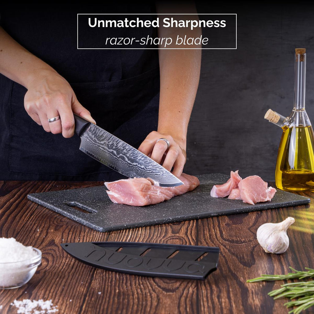 Japanese Steel Damascus Style Kitchen Knives with Pakkawood Handles - Multiple Variants, by Nuovva