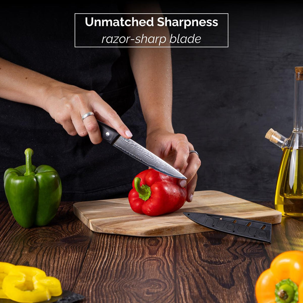 Japanese Steel Damascus Style Kitchen Knives with Pakkawood Handles - Multiple Variants, by Nuovva