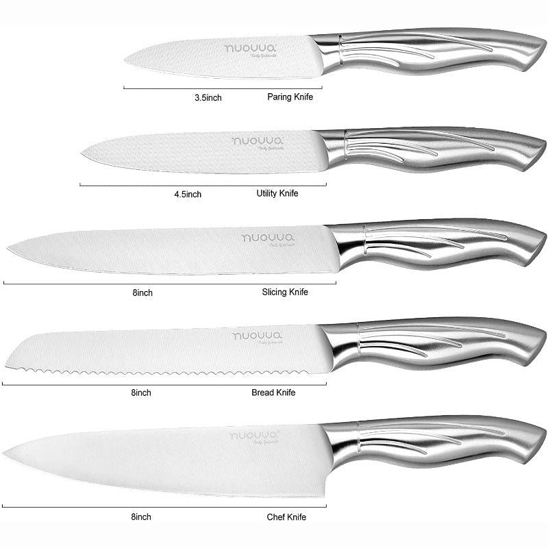 Stainless Steel Knife Set With Acrylic Block -5 Pieces, by  Nuovva