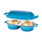 Light Blue Enamelled Cast Iron Dutch Oven, Double Loaf Bread Pan, 16cm, By Nuovva