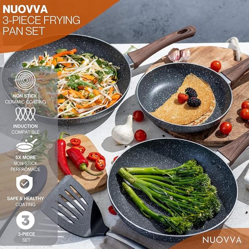 Frying Pan Set 3Pcs - 20cm, 24cm, 28cm (Multiple Colours)