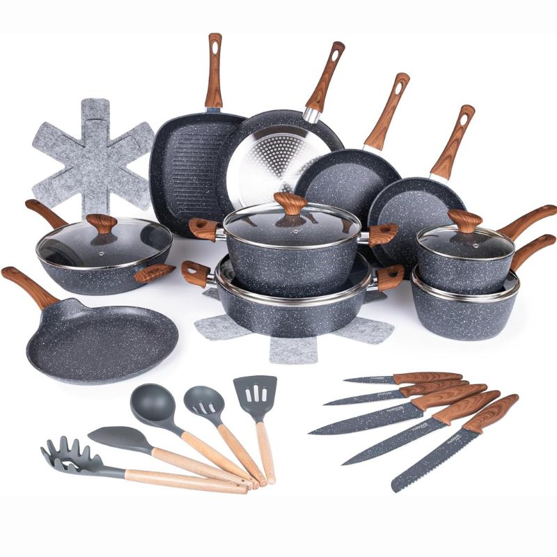 35pcs Granite Kitchen Cookware & Kitchen Knife Set