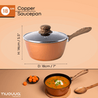 Copper Non-Stick Saucepan with Lid - 18cm, by Nuovva