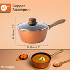 Copper Non-Stick Saucepan with Lid (Multiple Set Sizes), by Nuovva
