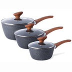 Marble Granite Non-Stick Saucepan Set with Lids (2 pieces / 3 pieces) by Nuovva