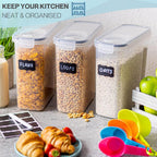 Cereal Storage Containers For Pantries Airtight BPA-Free 4L - 8pcs, by Nuovva