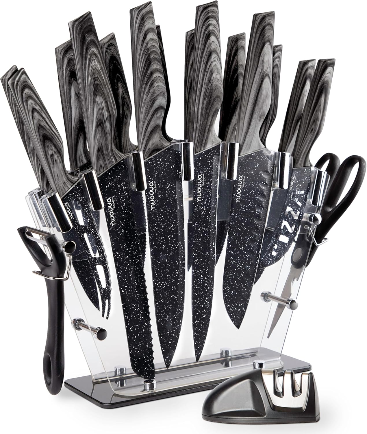 Granite Kitchen Knife Block Set - 5pcs, 17pcs