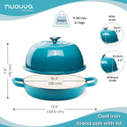 Light Blue Enamelled Cast Iron Dutch Oven Bread Pot - 5.6 Lite - 26cm, by Nuovva