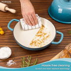 Light Blue Enamelled Cast Iron Dutch Oven Bread Pot - 5.6 Lite - 26cm, by Nuovva