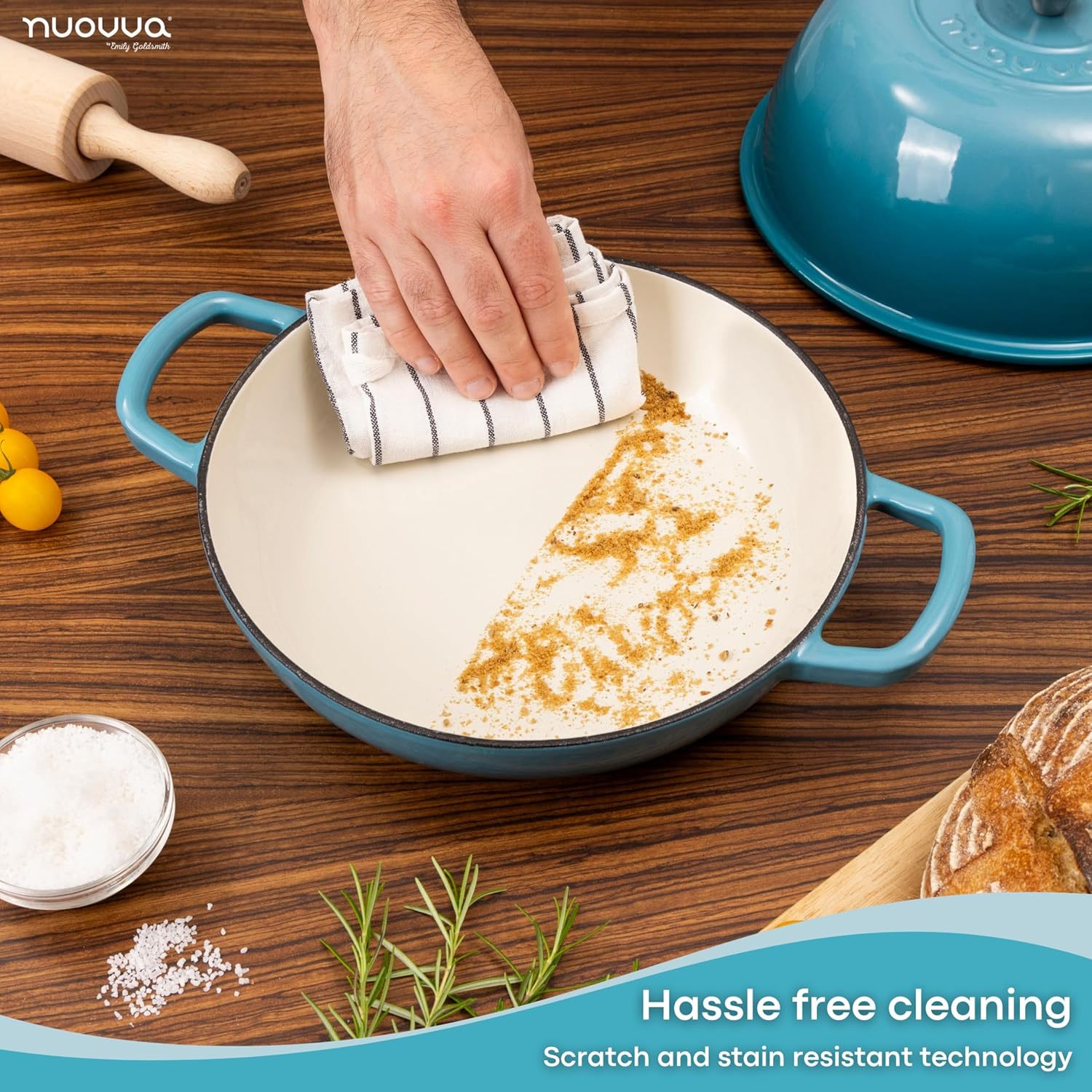 Enamelled Cast Iron Dutch Oven Bread Pot, 5.6 Lite - 26cm (Multiple Colours) by Nuovva