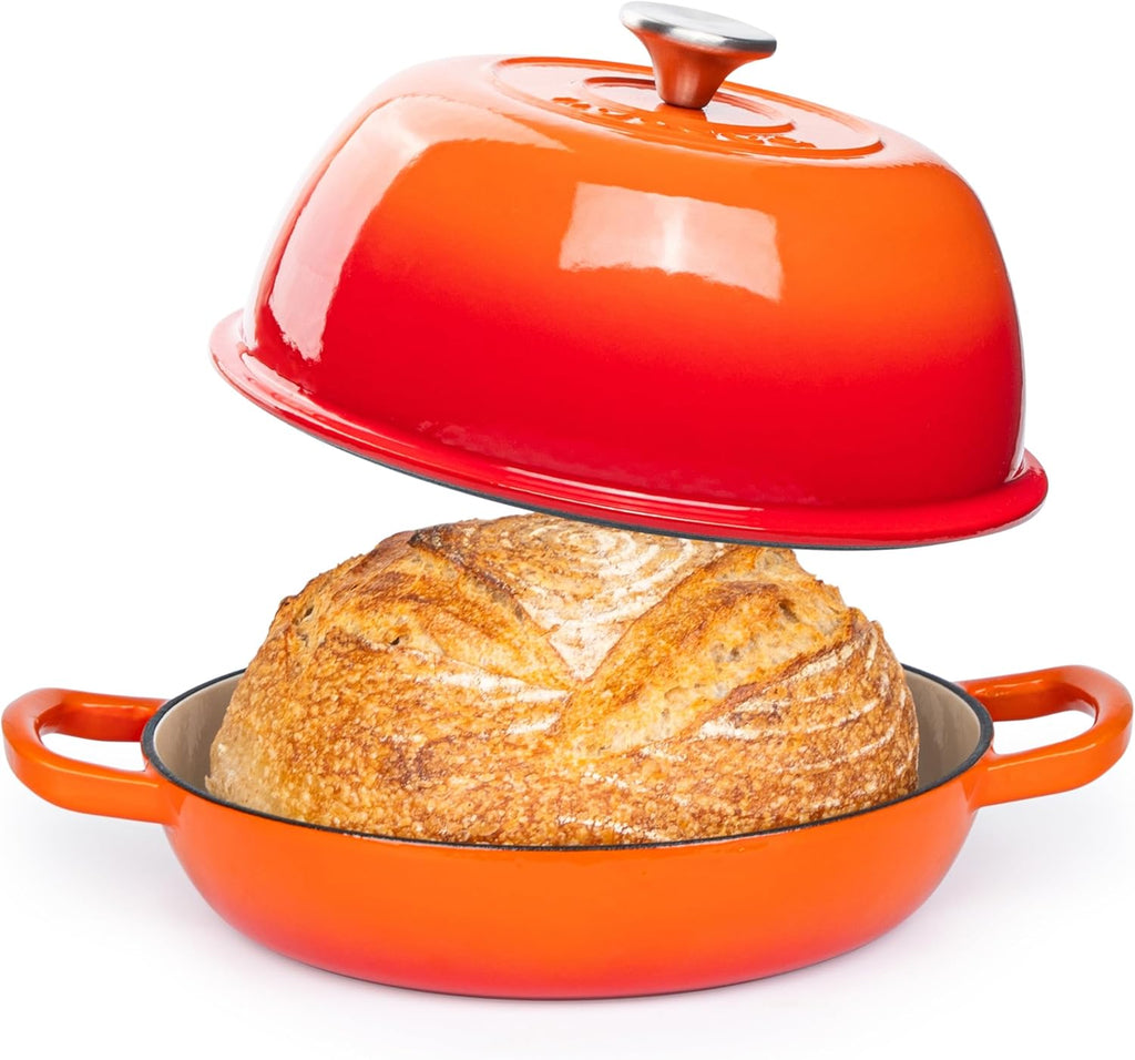 Orange Enamelled Cast Iron Dutch Oven Bread Pot - 5.6 Lite - 26cm, by Nuovva