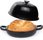 Black Enamelled Cast Iron Dutch Oven Bread Pot - 5.6 Lite - 26cm, by Nuovva