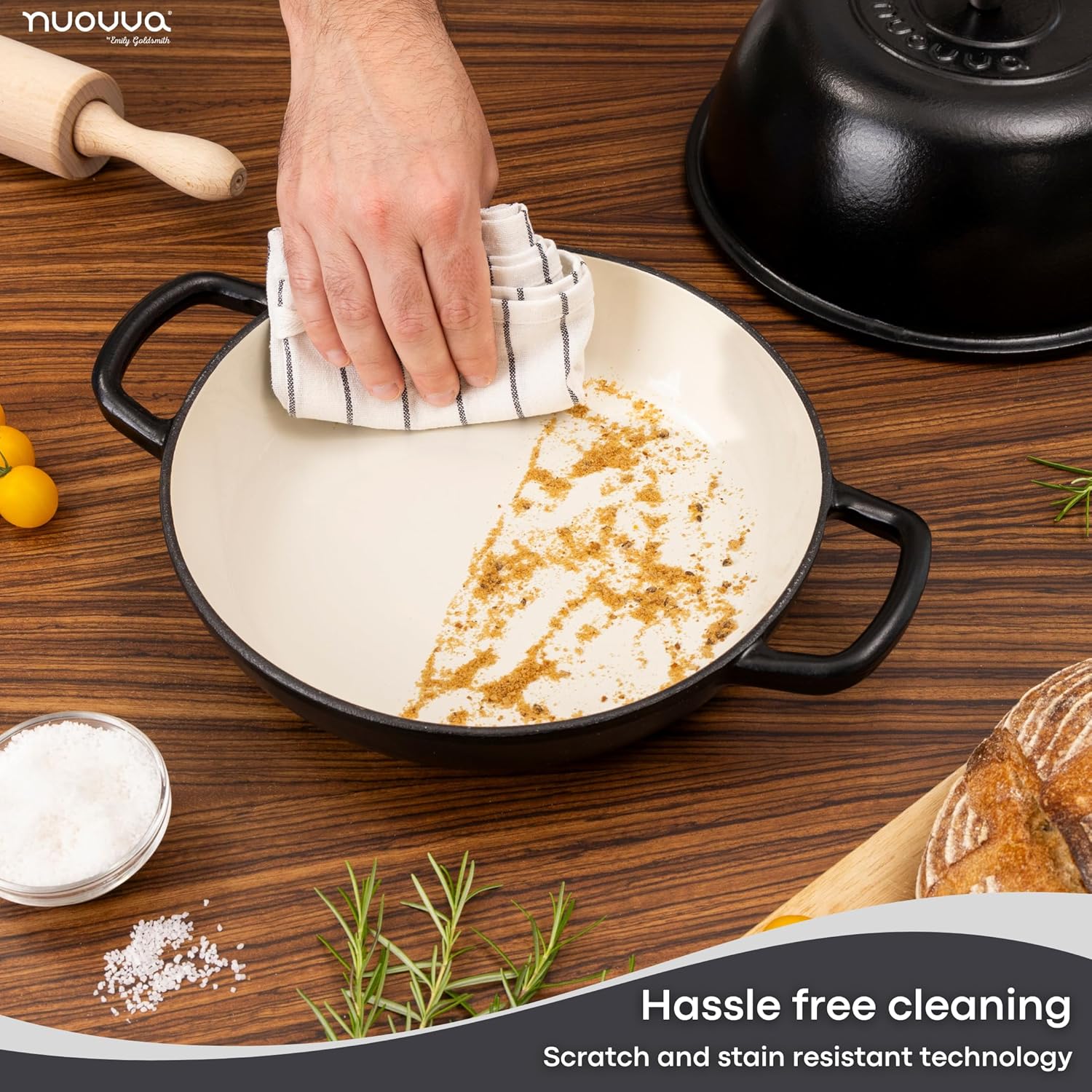 Enamelled Cast Iron Dutch Oven Bread Pot, 5.6 Lite - 26cm (Multiple Colours) by Nuovva