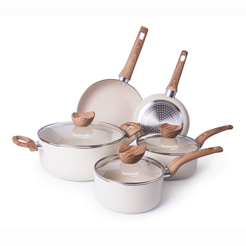 Cream Kitchen Cookware Set of 35, 15, 8, 5pcs with Lids (Multiple Set Sizes)