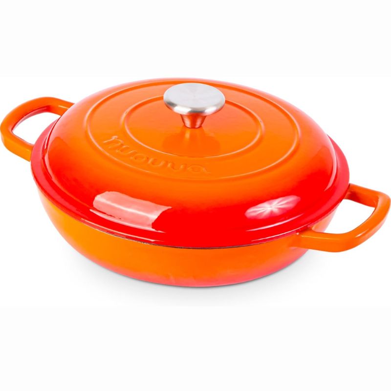 Shallow Cast Iron Dutch Oven Casserole Pot (Multiple Colours & Sizes) by Nuovva