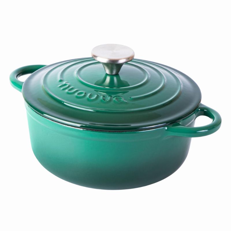 Dark Green Cast Iron Dutch Oven with Lid - 2L, 20cm