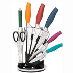 MultiColour Kitchen Knife Set with Rotating Block 7-Piece Set, by Nuovva