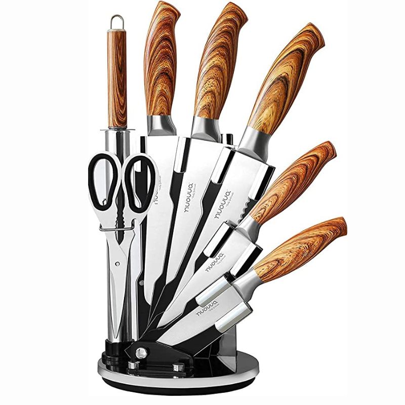 Kitchen Knife Set with Rotating Block 7-Piece Set (Multiple Colours) by Nuovva