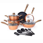 Kitchen Cookware Set of 5, 8, 15 & 35pcs with Lids - Multiple Colours