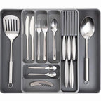 Dark Grey Expandable Cutlery Drawer Organiser Divider, by Nuovva