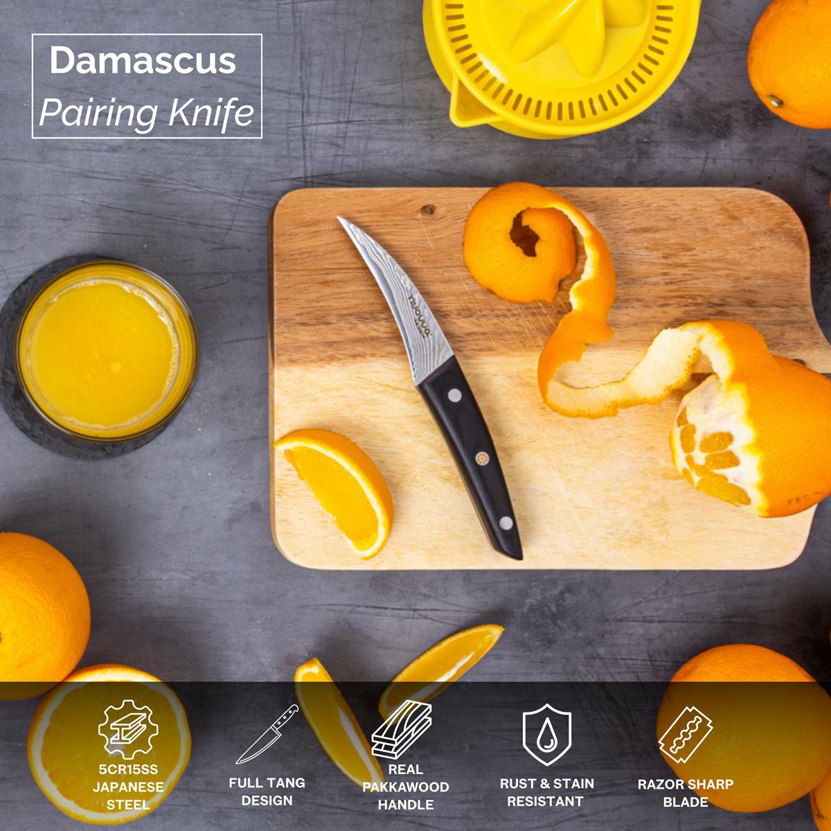 Japanese Steel 67-Layer Damascus Paring Knife with Pakkawood Handle, by Nuovva