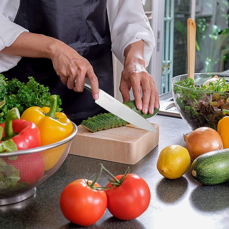 Stainless Steel Knife Set With Acrylic Block -5 Pieces, by  Nuovva